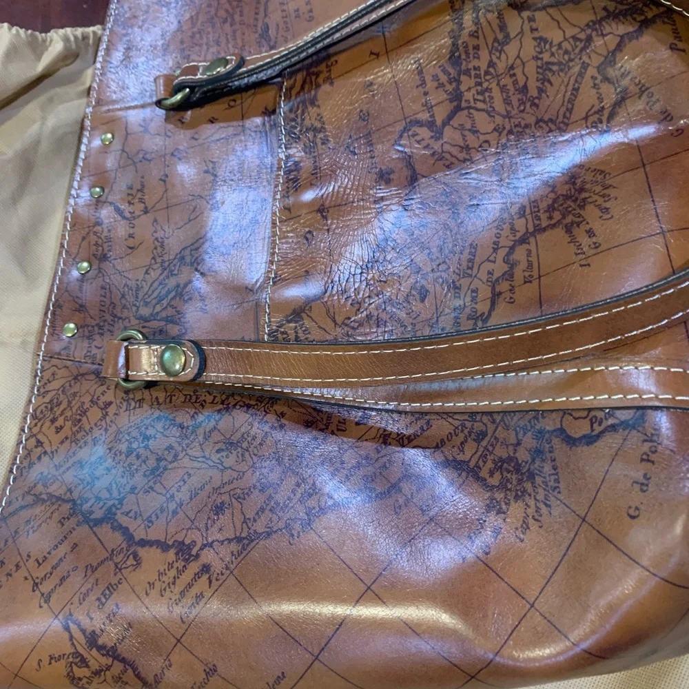 Patricia Nash Brown Explorer Tote with Map Design - Picture 5 of 5